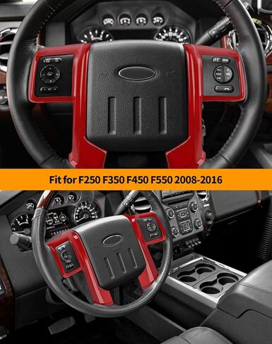 غطاء عجلة التوجيه الداخلية Hoolcar الداخلية متوافقة مع Ford F250 F350 F450 F550 2008-2016 ، لفورد إكسبيديشن 2007-2012 ، ألياف الكربون in Kuwait