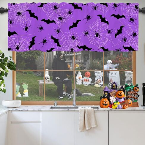 الستائر Quimoy Fall Valance 54 × 18 بوصة ، الستائر القصيرة من اليقطين مع جيب قضيب ، وتوابل الخريف للنوافذ ، فالفرة عيد الشكر في مزرعة ديكور المطبخ منزل المزرعة in Kuwait