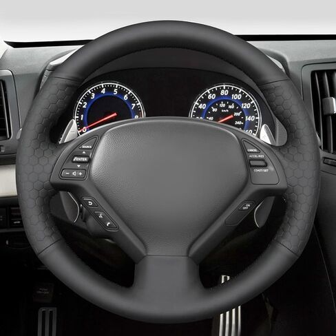 Mewant Black Leather Teadering Wheel Cover for Infiniti G25 G35 G37 2007-2013 EX35 EX37 2008-2013 Q40 Q60 2014 in Saudi Arabia
