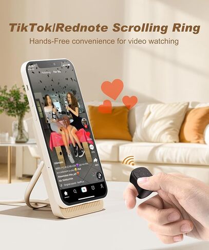 TikTok Scrolling Ring - جهاز تحكم عن بعد لـ TikTok، أداة تمرير دائرية لصفحة البلوتوث لجهاز iPhone iPad، وحدة تحكم عن بعد للفيديو القصير والموسيقى، هاتف iOS وAndroid (وردي) in Saudi Arabia