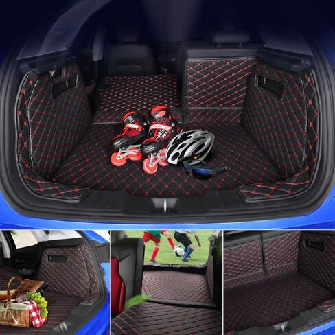 Custom Fit Pet Trunk Cargo Liner Floor Mat for 2018-2020-Current Jeep Wrangler 4 Door (Have Subwoofer on The Right Side of The Trunk, Black w/Red Stitching) in Saudi Arabia