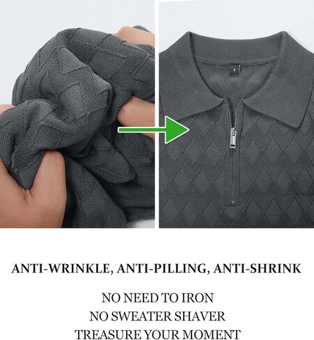 Arach & Cloz Mens Zipper Polo 3D Texture Texture 2025 Spring Summer Fashion Tops Tops Short Sleeve Dress Dress in Saudi Arabia