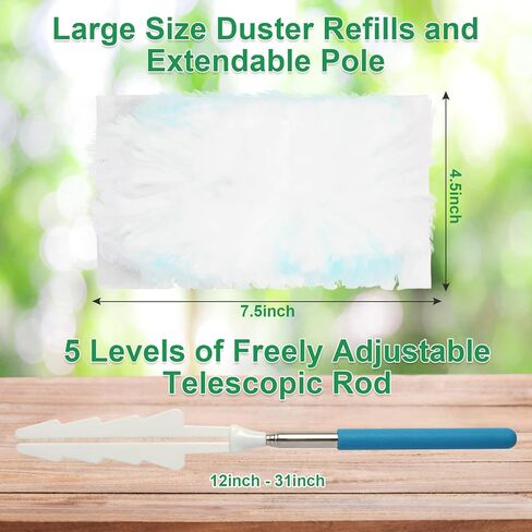 180° Duster Refill Compatible with Swiffer Duster Refills and Handles, Heavy Duty Duster Refills for Home, Office, Car Interior Dust Removal, 50 Dusters and 1 Handle in Kuwait