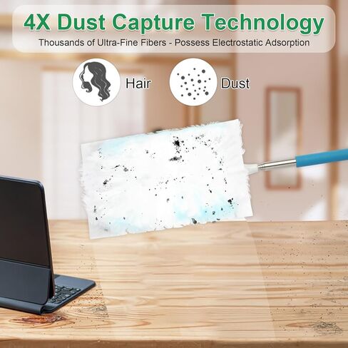 180° Duster Refill Compatible with Swiffer Duster Refills and Handles, Heavy Duty Duster Refills for Home, Office, Car Interior Dust Removal, 50 Dusters and 1 Handle in Kuwait