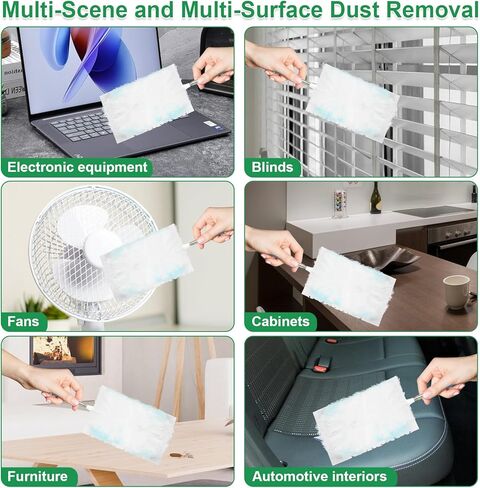 180° Duster Refill Compatible with Swiffer Duster Refills and Handles, Heavy Duty Duster Refills for Home, Office, Car Interior Dust Removal, 50 Dusters and 1 Handle in Kuwait