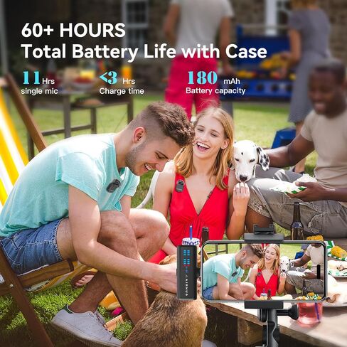 ميكروفون AIRHUG اللاسلكي Lavalier لأجهزة iPhone/Android/PC، ميكروفون على شكل طية صدر السترة مع بطارية 60 ساعة، 48 كيلو هرتز 24 بت، تشغيل Lightning/USB-C، 3 أوضاع تسجيل، ميكروفون لاسلكي لمدونة الفيديو، YouTube، المقابلة in Kuwait