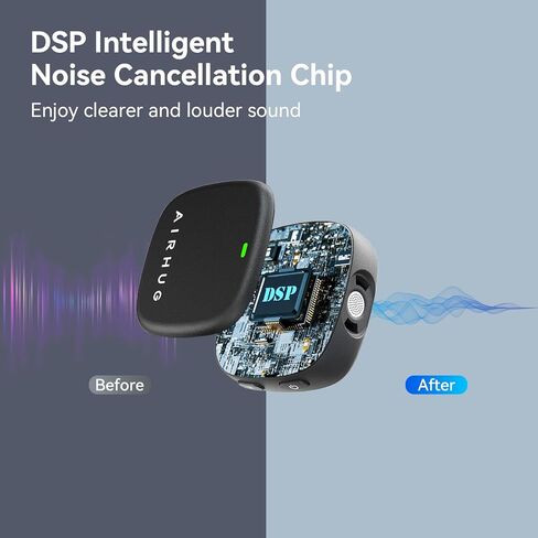 ميكروفون AIRHUG اللاسلكي Lavalier لأجهزة iPhone/Android/PC، ميكروفون على شكل طية صدر السترة مع بطارية 60 ساعة، 48 كيلو هرتز 24 بت، تشغيل Lightning/USB-C، 3 أوضاع تسجيل، ميكروفون لاسلكي لمدونة الفيديو، YouTube، المقابلة in Kuwait