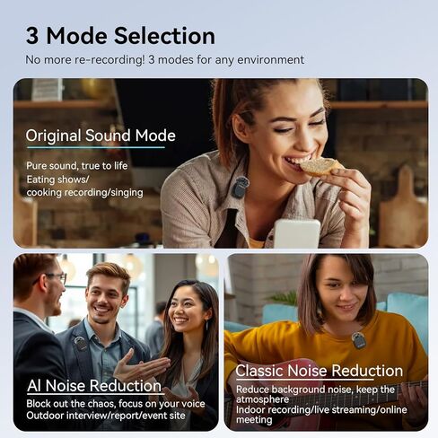 ميكروفون AIRHUG اللاسلكي Lavalier لأجهزة iPhone/Android/PC، ميكروفون على شكل طية صدر السترة مع بطارية 60 ساعة، 48 كيلو هرتز 24 بت، تشغيل Lightning/USB-C، 3 أوضاع تسجيل، ميكروفون لاسلكي لمدونة الفيديو، YouTube، المقابلة in Kuwait