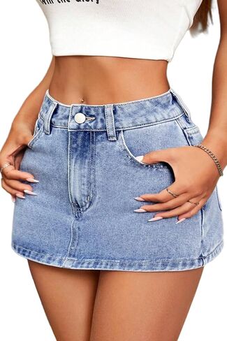 Elleven High Steerty Mini Skirt Skirt للنساء ، شورتات سكوت الدنيم المنخفضة مع جيوب in Kuwait