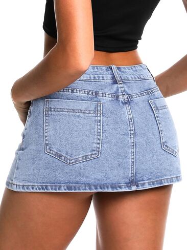 Elleven High Steerty Mini Skirt Skirt للنساء ، شورتات سكوت الدنيم المنخفضة مع جيوب in Kuwait