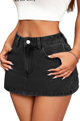 Elleven High Steerty Mini Skirt Skirt للنساء ، شورتات سكوت الدنيم المنخفضة مع جيوب in Saudi Arabia