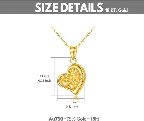 18K قلادة القلب الذهبية الصلبة المجوهرات للنساء ، "أحبك إلى الأبد" Gold Gold Love Heart Heart Hearant Jewelry Gifts for Mom ، زوجة 18 " in Saudi Arabia