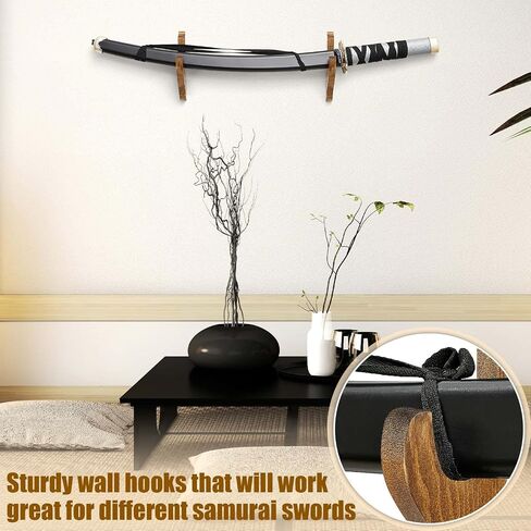 Chunful 2 Pcs Sword Wall Mount Sword Holder Katana Stand 1 Tier Katana Wall Mount Adjustable Sword Display Wooden Sword Mounts for Wall Sword Hanger for Samurai (Reddish Brown) in Saudi Arabia