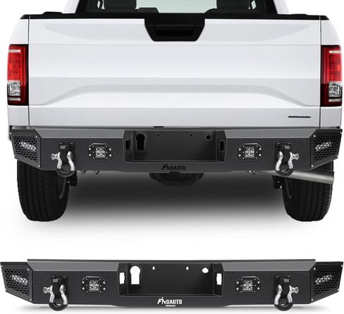 FINDAUTO Rear Bumper Fit for 2015-2017 ford F-150 with D-ring and LED Lights Upgraded Textured Black Rock Crawler Bumper in Saudi Arabia