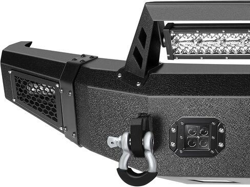 FINDAUTO Rear Bumper Fit for 2015-2017 ford F-150 with D-ring and LED Lights Upgraded Textured Black Rock Crawler Bumper in Saudi Arabia