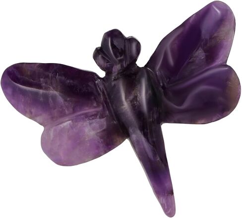 Black Obsidian Dragonfly Statue Healing Crystals Hand Carved Cute Animal Figurine, Worry Stone for Anxiety Relif Home Desk Decor Wall Decoration in Saudi Arabia