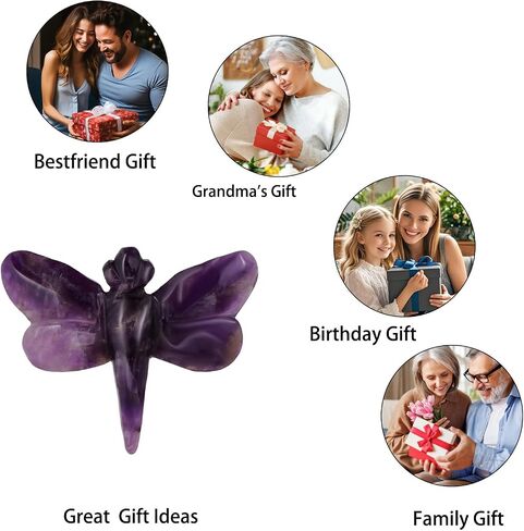 Black Obsidian Dragonfly Statue Healing Crystals Hand Carved Cute Animal Figurine, Worry Stone for Anxiety Relif Home Desk Decor Wall Decoration in Saudi Arabia