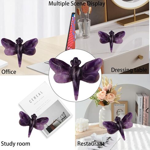 Black Obsidian Dragonfly Statue Healing Crystals Hand Carved Cute Animal Figurine, Worry Stone for Anxiety Relif Home Desk Decor Wall Decoration in Saudi Arabia