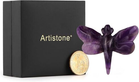 Black Obsidian Dragonfly Statue Healing Crystals Hand Carved Cute Animal Figurine, Worry Stone for Anxiety Relif Home Desk Decor Wall Decoration in Saudi Arabia