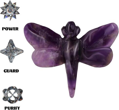 Black Obsidian Dragonfly Statue Healing Crystals Hand Carved Cute Animal Figurine, Worry Stone for Anxiety Relif Home Desk Decor Wall Decoration in Saudi Arabia