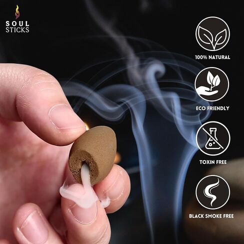 Soul Sticks Backflow Incense Cones – 40 Handmade Organic Cones for Waterfall Burner | 4 Pack Long Lasting Aromatic Scents | Thick White Smoke Incense for Meditation, Yoga & Gifts (French Vanilla) in Kuwait