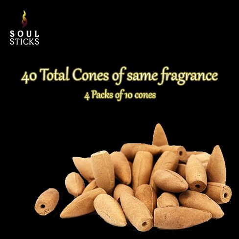 Soul Sticks Backflow Incense Cones – 40 Handmade Organic Cones for Waterfall Burner | 4 Pack Long Lasting Aromatic Scents | Thick White Smoke Incense for Meditation, Yoga & Gifts (French Vanilla) in Kuwait