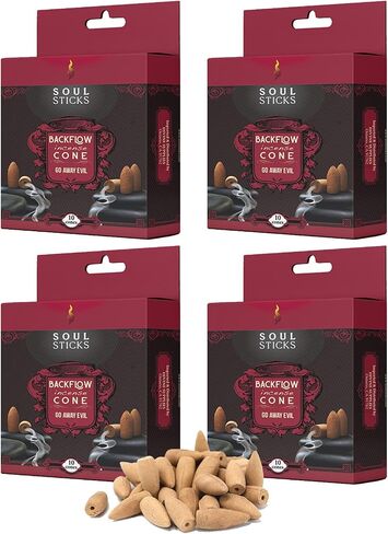 Soul Sticks Backflow Incense Cones – 40 Handmade Organic Cones for Waterfall Burner | 4 Pack Long Lasting Aromatic Scents | Thick White Smoke Incense for Meditation, Yoga & Gifts (French Vanilla) in Kuwait