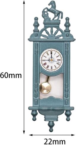 Vintage Dollhouse Wall Clock - Handcrafted Miniature Decor, Blue in Saudi Arabia