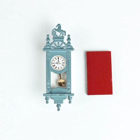 Vintage Dollhouse Wall Clock - Handcrafted Miniature Decor, Blue in Saudi Arabia