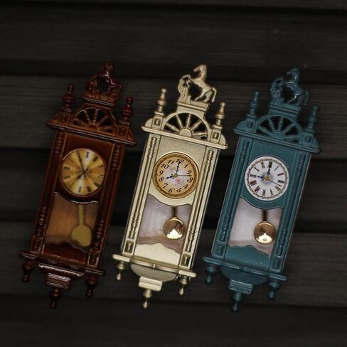 Vintage Dollhouse Wall Clock - Handcrafted Miniature Decor, Blue in Saudi Arabia
