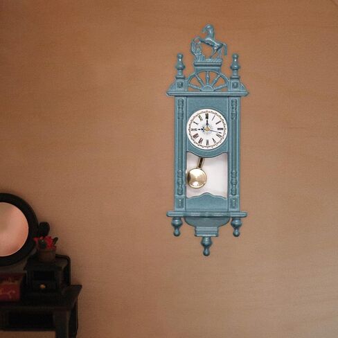 Vintage Dollhouse Wall Clock - Handcrafted Miniature Decor, Blue in Saudi Arabia