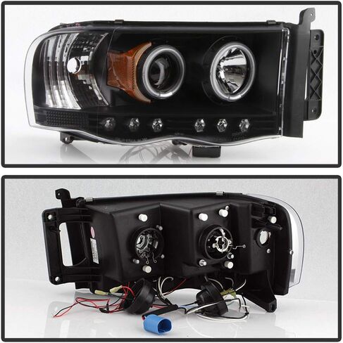 ACANII - For 2002-2005 Dodge Ram 1500 2500 3500 LED Halo Ring Black Housing Projector Headlights Headlamps Assembly in Saudi Arabia