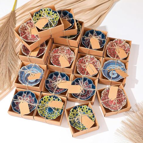 Wedding Favors for Guests Bulk 3.3 Inches Small Ceramic Bowl Mexican Salsa Bowl Dipping Boho Pottery Dishes for Bridal Shower Mexican Style Gifts Rustic Souvenirs (24 Pcs) in Saudi Arabia