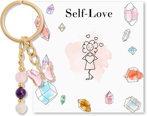Natural Crystals Keychain Gift for New Beginnings Butterfly Keychains Gifts for Anxiety Relief Lucky Self-Love in Saudi Arabia