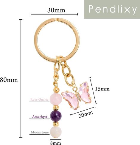 Natural Crystals Keychain Gift for New Beginnings Butterfly Keychains Gifts for Anxiety Relief Lucky Self-Love in Saudi Arabia