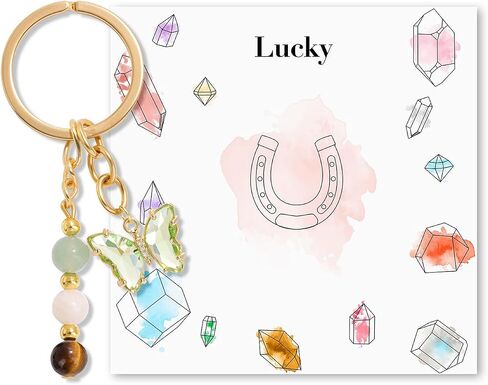 Natural Crystals Keychain Gift for New Beginnings Butterfly Keychains Gifts for Anxiety Relief Lucky Self-Love in Saudi Arabia