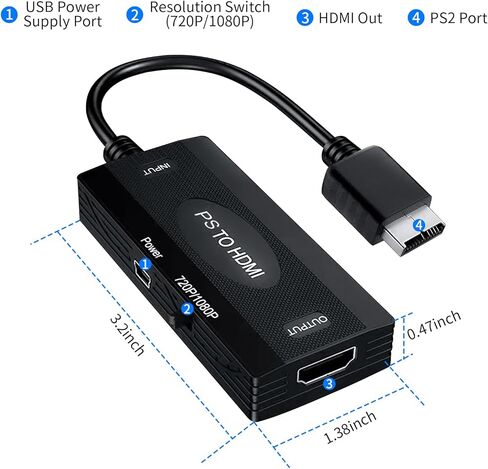 محول N64 إلى HDMI مع مفتاح 720P/1080P يحول إشارة فيديو وحدة التحكم في الألعاب إلى موصل HDMI، لـ N64/ SNES/NGC in Kuwait