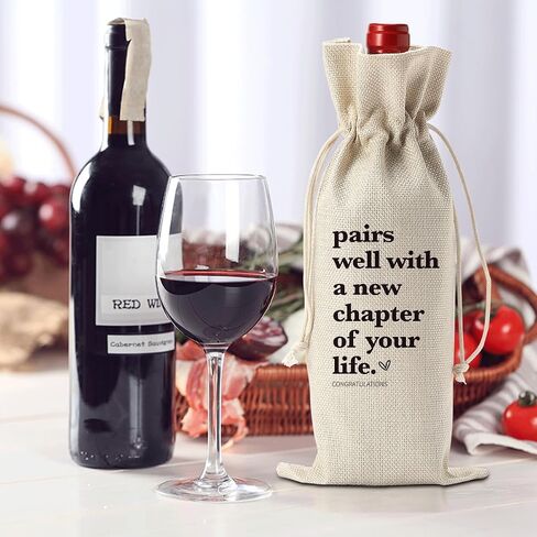 1 Pcs Funny New Chapter Wine Bag New Beginnings Gifts for Women Men Farewell Gifts for Friends Going Away Gifts for Coworkers Women Men Moving Away Gifts for Friends New Teacher Gifts in Kuwait