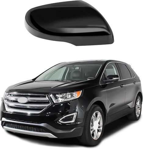 Passenger Side Black Mirror Cover Cap Housing Compatible with Ford Edge 2015-2020 without Side Assistent Hole Model, Direct Replacement in Saudi Arabia