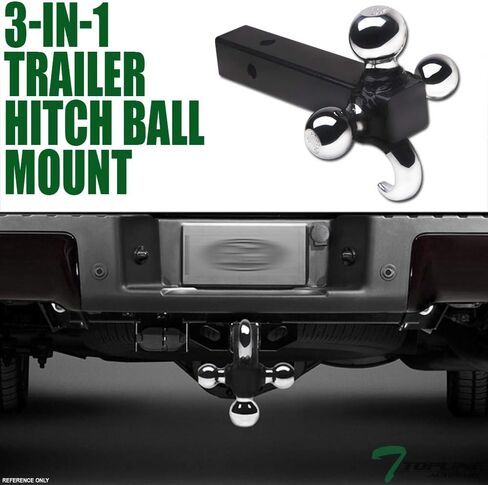 7422444155185 Universal Compatible with 2" x 2" Receiver Tube 3-in-1 Trailer Hitch Loaded Tri-Ball Mount and Hook in Saudi Arabia