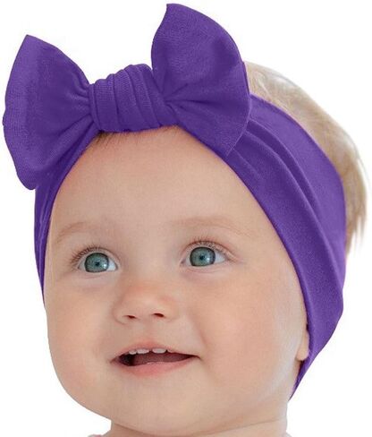 Baby Girl Headbands 0–6 Months – Newborn Infant Soft Cotton Handmade Bow Headband, Stretchy No Mark Baby Hair Accessories (Soft White, 0-6 Month) in Saudi Arabia