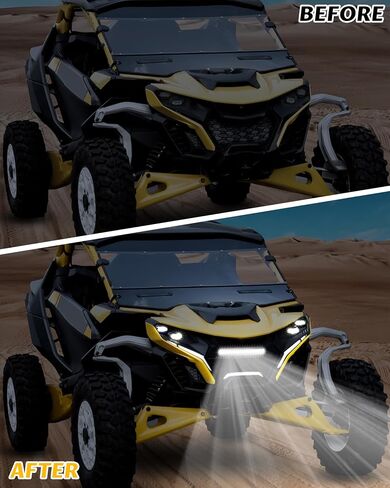 الشبكة الأمامية Sautvs مع أشرطة مصباح LED لـ Can-Am Maverick R & R Max X RS 2024+ ، شواية شبكية مقاومة للماء IP67 مع أضواء مزدوجة عالية السحر in Saudi Arabia