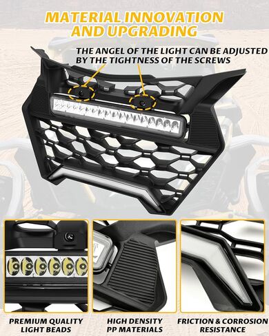 الشبكة الأمامية Sautvs مع أشرطة مصباح LED لـ Can-Am Maverick R & R Max X RS 2024+ ، شواية شبكية مقاومة للماء IP67 مع أضواء مزدوجة عالية السحر in Saudi Arabia