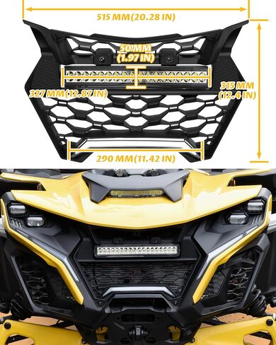 الشبكة الأمامية Sautvs مع أشرطة مصباح LED لـ Can-Am Maverick R & R Max X RS 2024+ ، شواية شبكية مقاومة للماء IP67 مع أضواء مزدوجة عالية السحر in Saudi Arabia