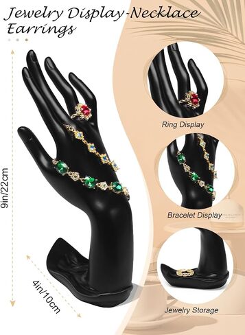 2Pcs Jewelry Mannequin Set, Necklace Bust Mannequin Earring Stand Bracelet Ring Display Hand Jewelry Holder for Selling Show(Black) in Kuwait