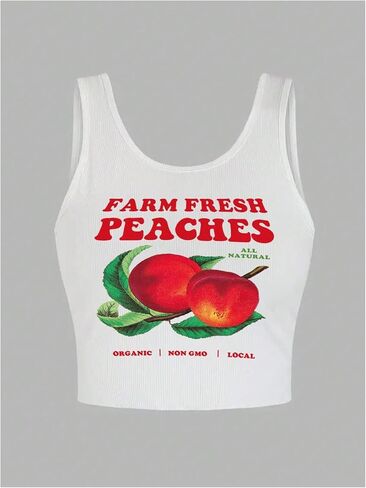 Wdirara Women's Printed Crop Tank Tops Graphic Cami Top Summer Summbed Slim Fit Tee in Kuwait