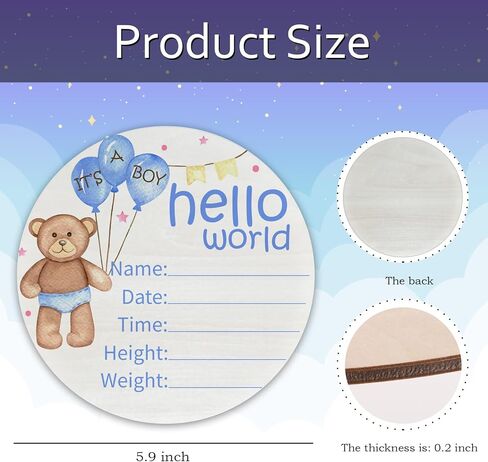 لافتة إعلان الطفل بالون الهواء الساخن للفتيات حديثي الولادة، علامة Hello World Newborn، ديكور جدار الحضانة، علامة اسم الطفل، لون وردي منطاد الهواء الساخن موضوع خشب البتولا لوحة دائرية 6 بوصة، هدايا حديثي الولادة in Kuwait