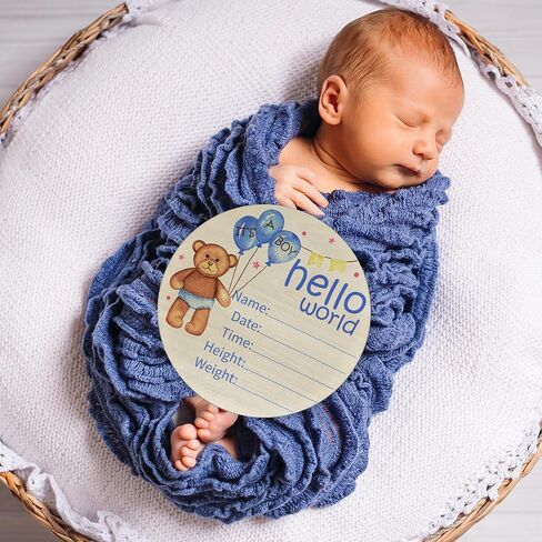 لافتة إعلان الطفل بالون الهواء الساخن للفتيات حديثي الولادة، علامة Hello World Newborn، ديكور جدار الحضانة، علامة اسم الطفل، لون وردي منطاد الهواء الساخن موضوع خشب البتولا لوحة دائرية 6 بوصة، هدايا حديثي الولادة in Kuwait