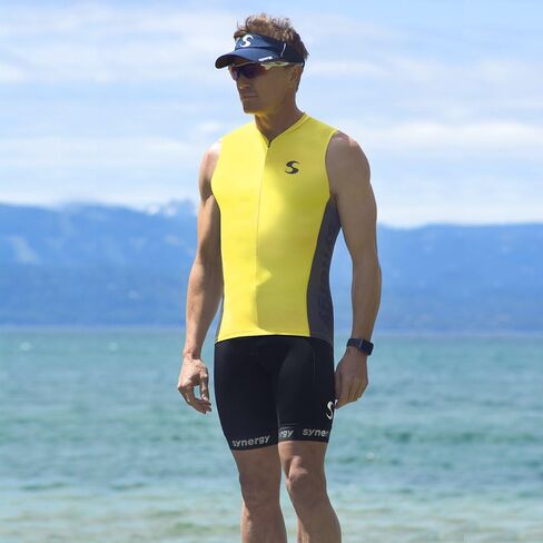 Synergy Men's Race Tri Singlet (Tangerine/Sky, Medium) in Saudi Arabia