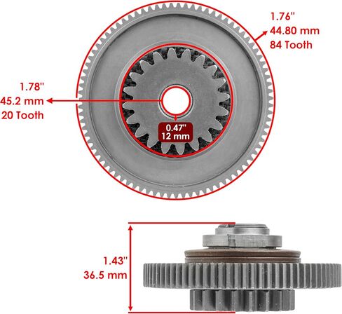 Caltric Starter Clutch Idler Gear Compatible with Polaris Ranger XP 1000 2017 2018 2019 2020 2021 Except Diesel in Saudi Arabia
